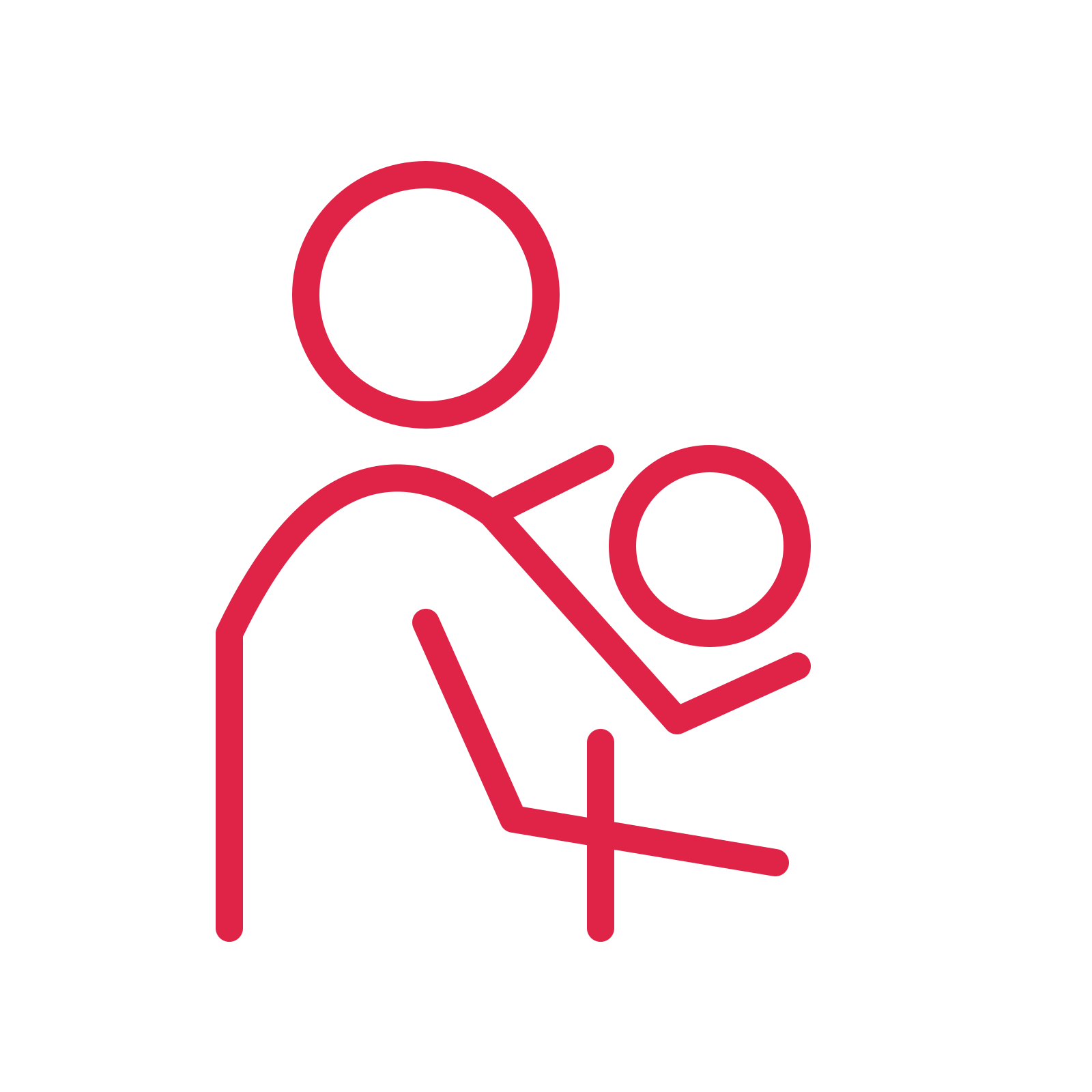 Mother and child embrace in an outline drawing with clear rounded lines.
