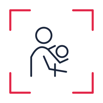 Mother and child embrace in a sketch frame drawing with clear rounded lines.