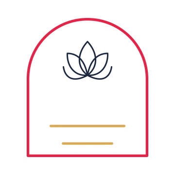 A arch label composition featuring lotus blossom for Mother’s Day designs.