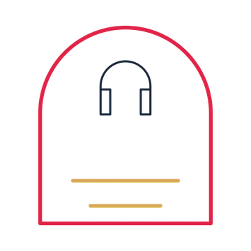 A arch label composition featuring over-ear headphones for Music designs.