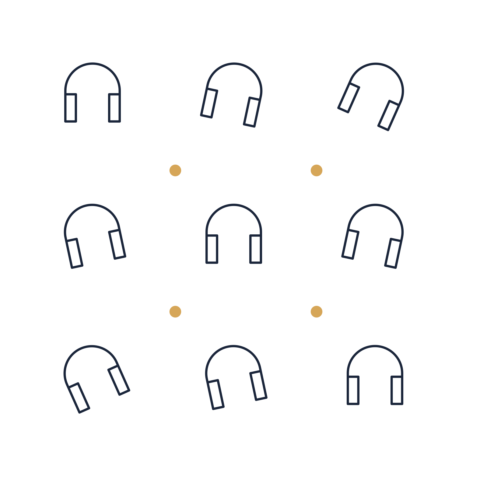 A scattered pattern composition featuring over-ear headphones for Music designs.
