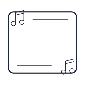 A corner frame composition featuring paired music notes for Music designs.