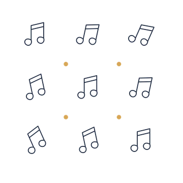 A scattered pattern composition featuring paired music notes for Music designs.