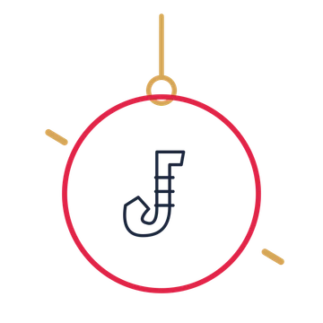 A hanging ornament composition featuring jazz saxophone for Music designs.