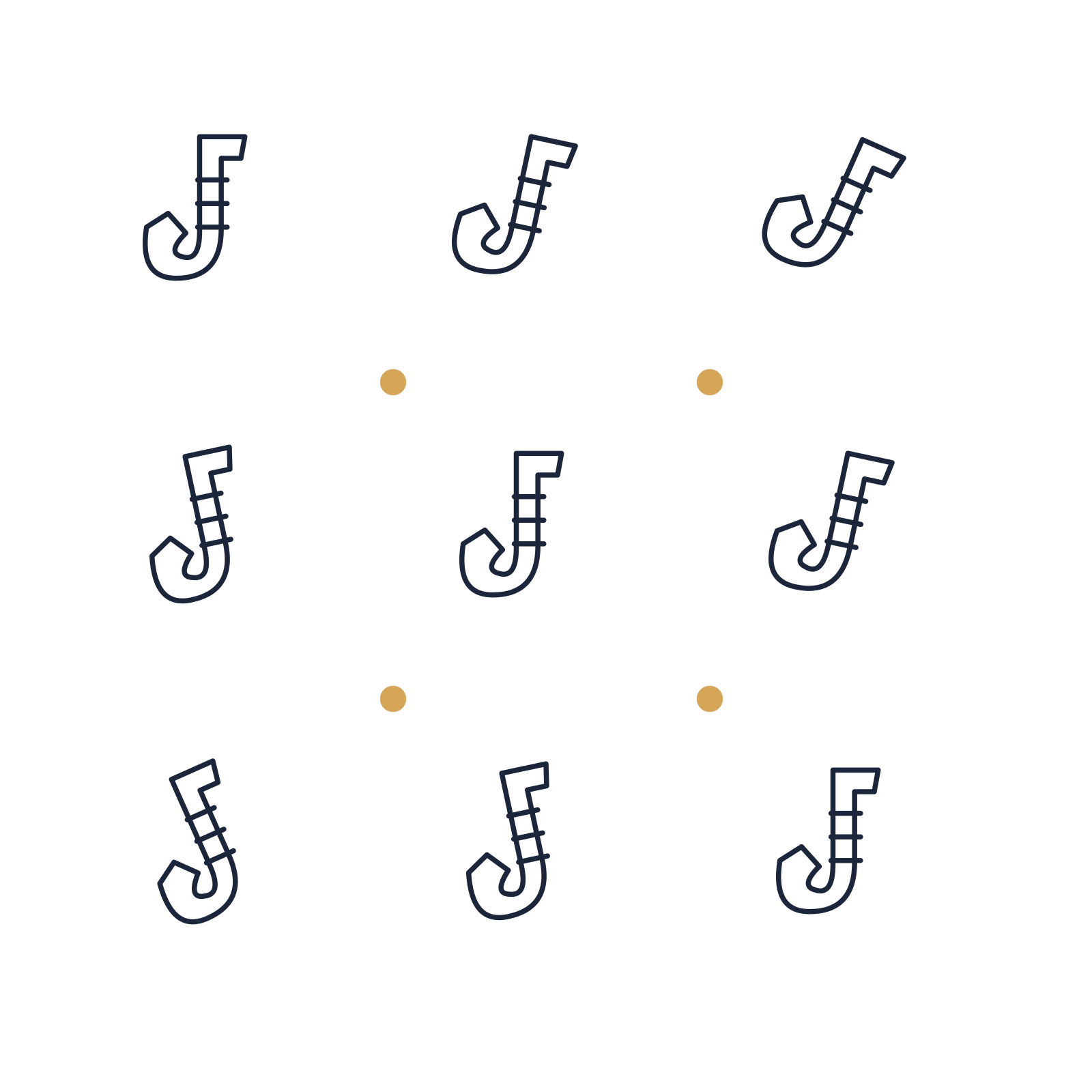 A scattered pattern composition featuring jazz saxophone for Music designs.