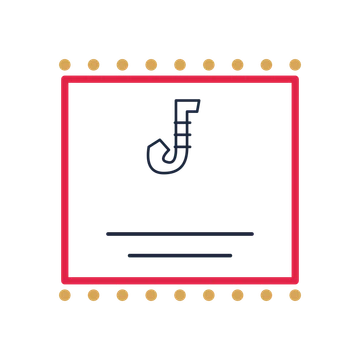 A stamp label composition featuring jazz saxophone for Music designs.
