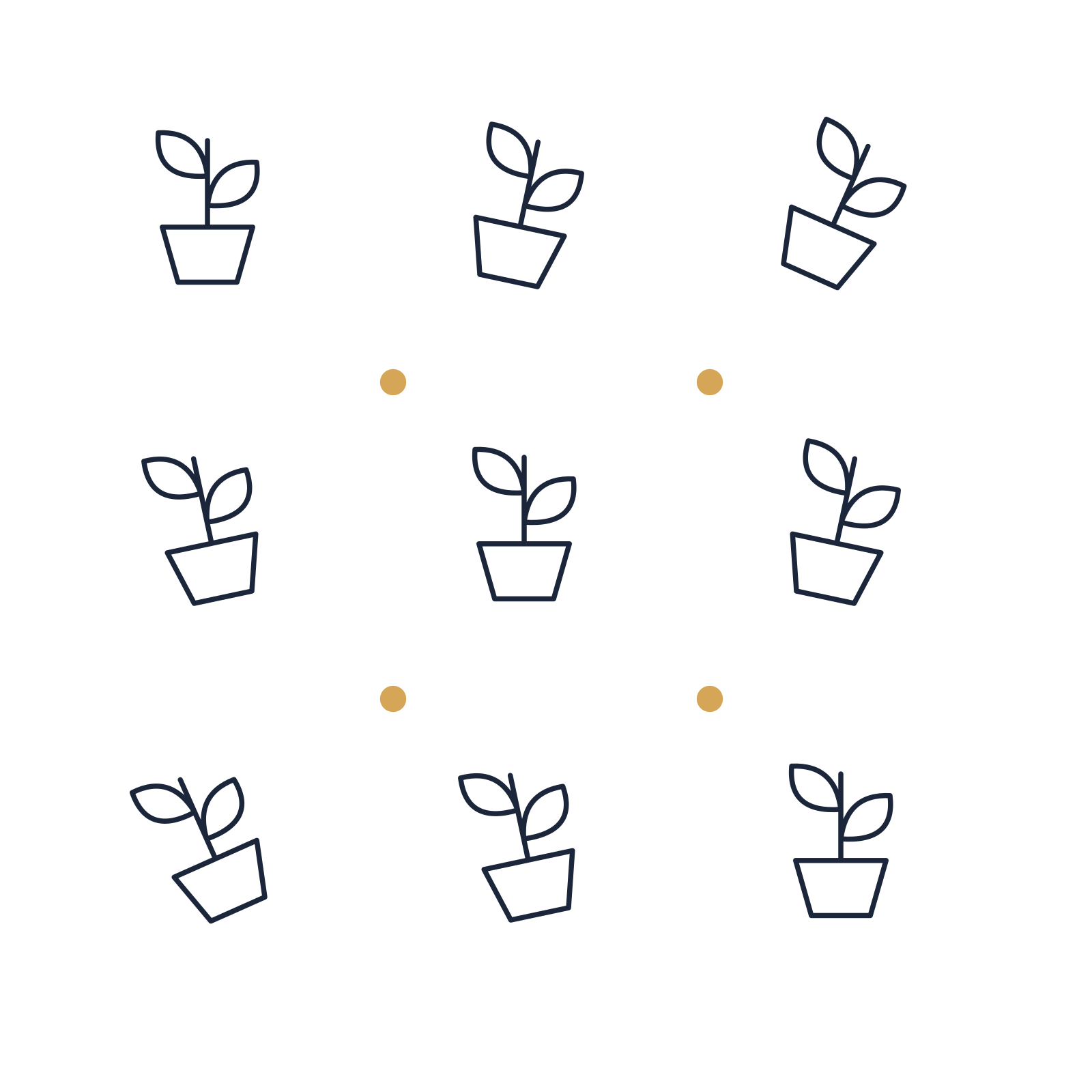 A scattered pattern composition featuring indoor plant pot for Nature & gardening designs.