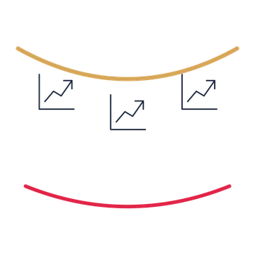 A garland composition featuring rising business chart for New Year designs.