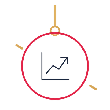 A hanging ornament composition featuring rising business chart for New Year designs.