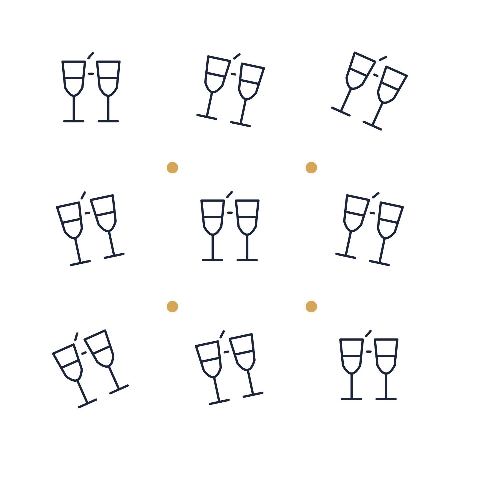 A scattered pattern composition featuring celebration champagne flutes for New Year’s Eve designs.