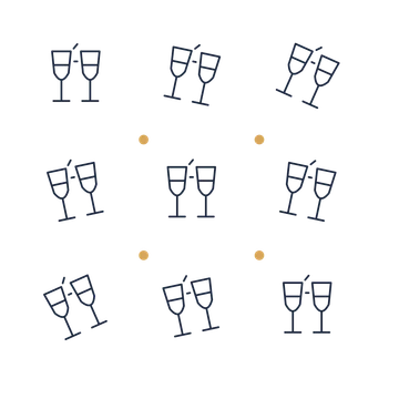 A scattered pattern composition featuring celebration champagne flutes for New Year’s Eve designs.