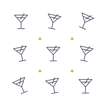 A scattered pattern composition featuring cocktail glass for New Year’s Eve designs.