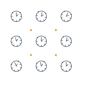 A scattered pattern composition featuring midnight countdown clock for New Year’s Eve designs.