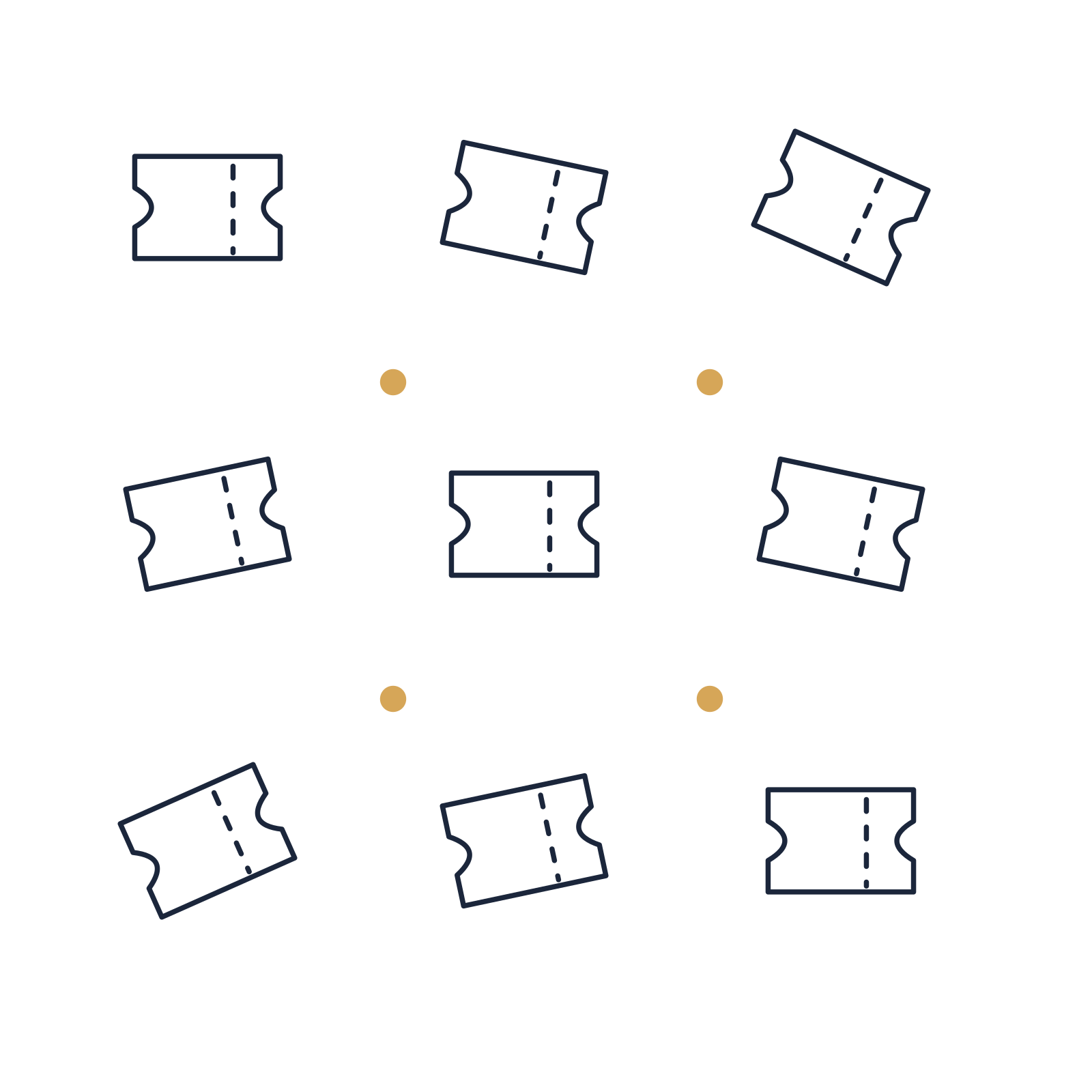 A scattered pattern composition featuring event admission ticket for New Year’s Eve designs.