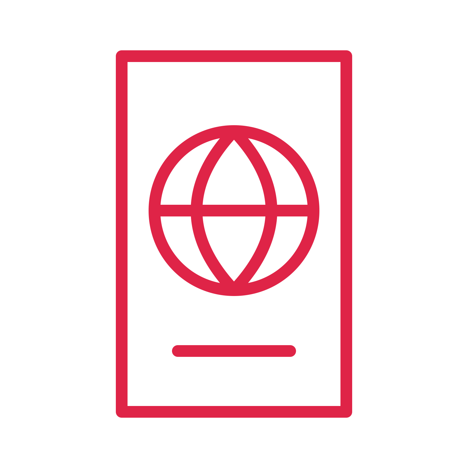 Travel passport in an outline drawing with clear rounded lines.