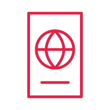 Travel passport in an outline drawing with clear rounded lines.