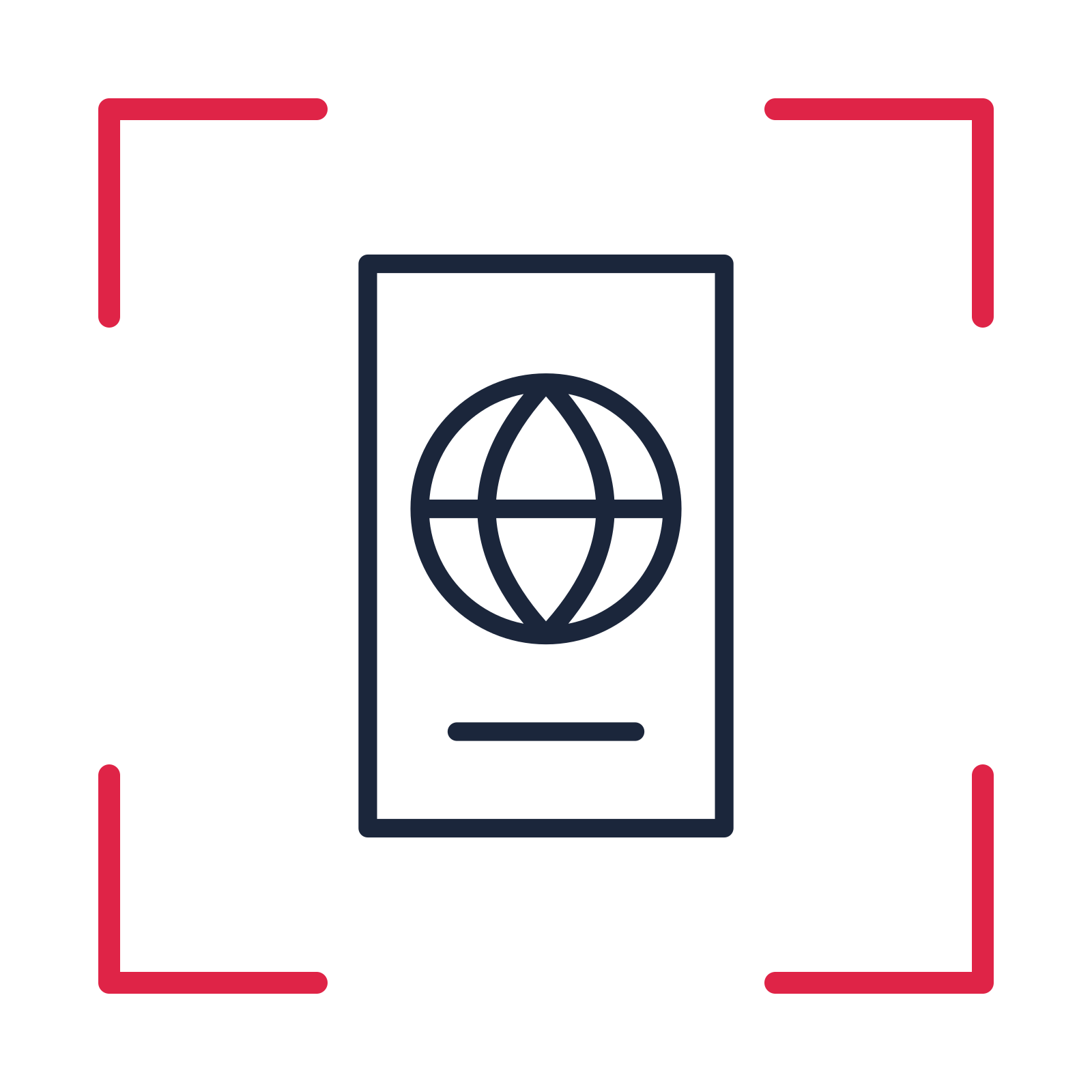 Travel passport in a sketch frame drawing with clear rounded lines.