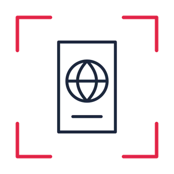 Travel passport in a sketch frame drawing with clear rounded lines.