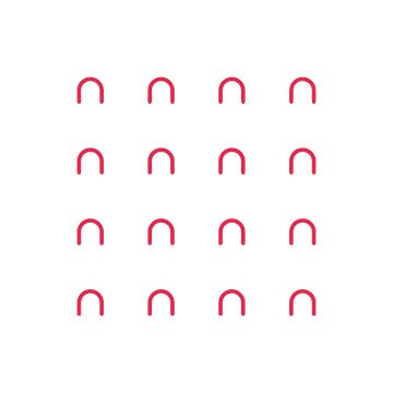 A transparent panel of arches in a aligned layout with 4 rows for layering over a coloured background.