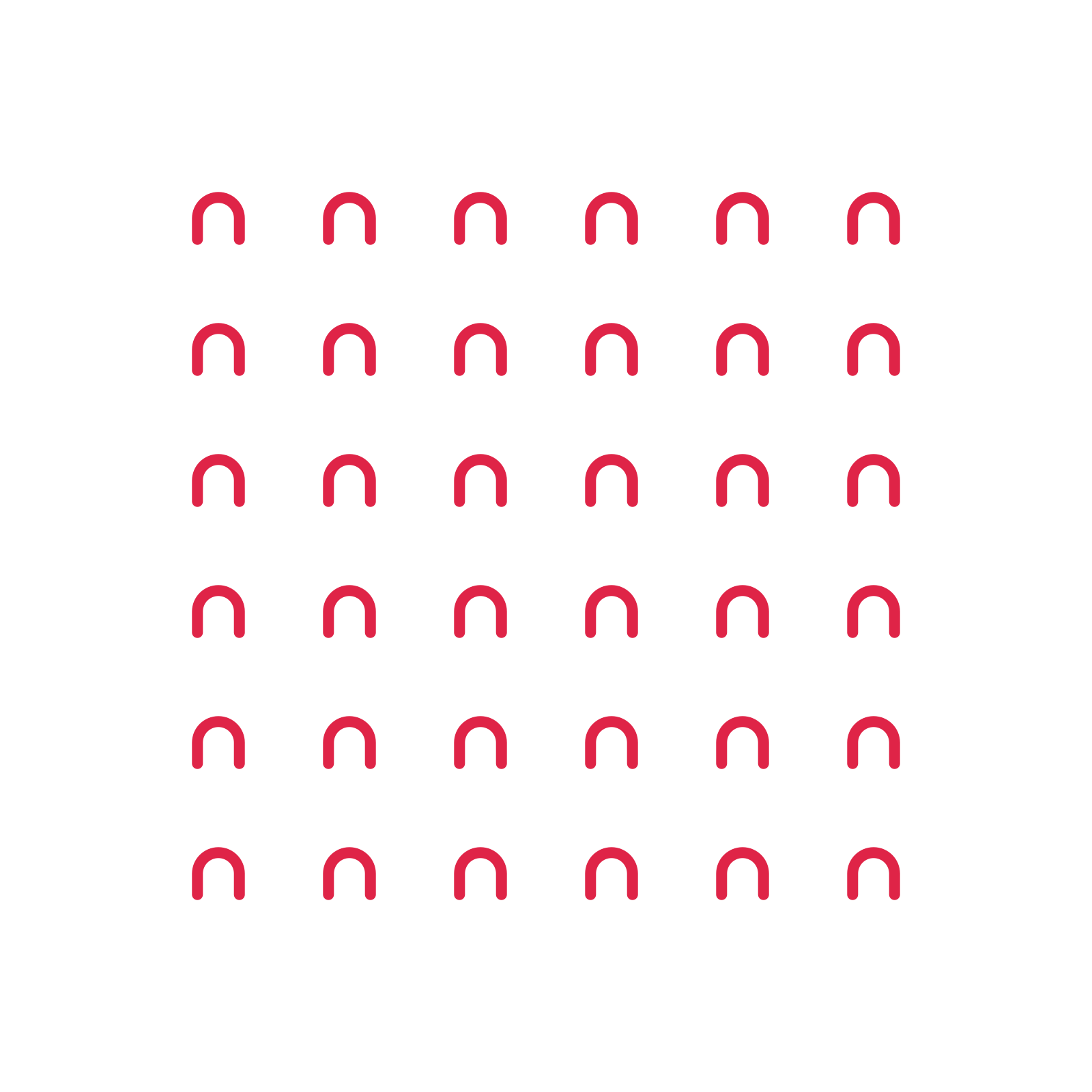 A transparent panel of arches in a aligned layout with 6 rows for layering over a coloured background.