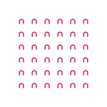 A transparent panel of arches in a aligned layout with 6 rows for layering over a coloured background.