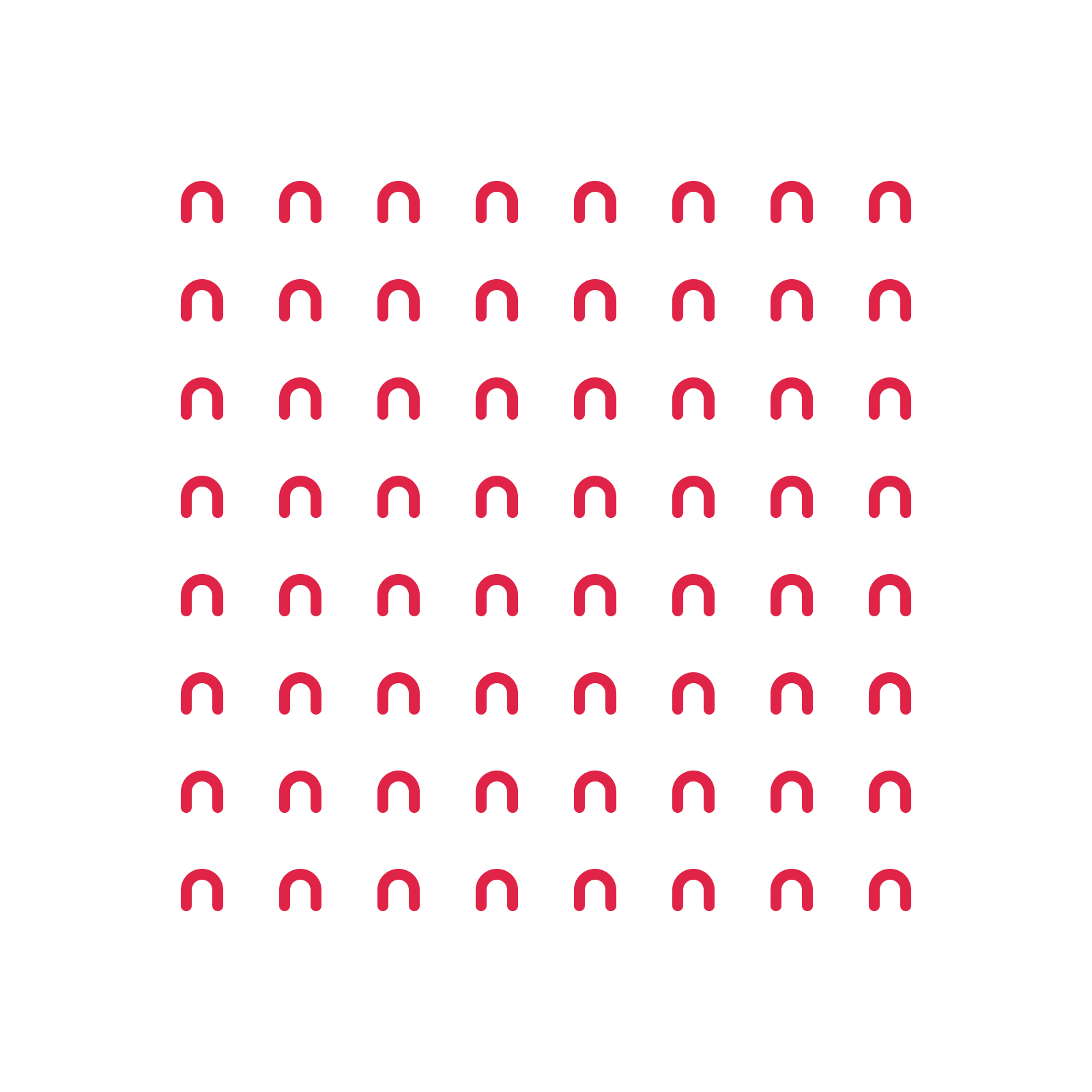 A transparent panel of arches in a aligned layout with 8 rows for layering over a coloured background.