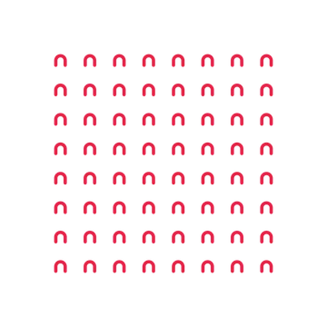 A transparent panel of arches in a aligned layout with 8 rows for layering over a coloured background.