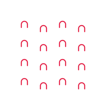 A transparent panel of arches in a diagonal layout with 4 rows for layering over a coloured background.