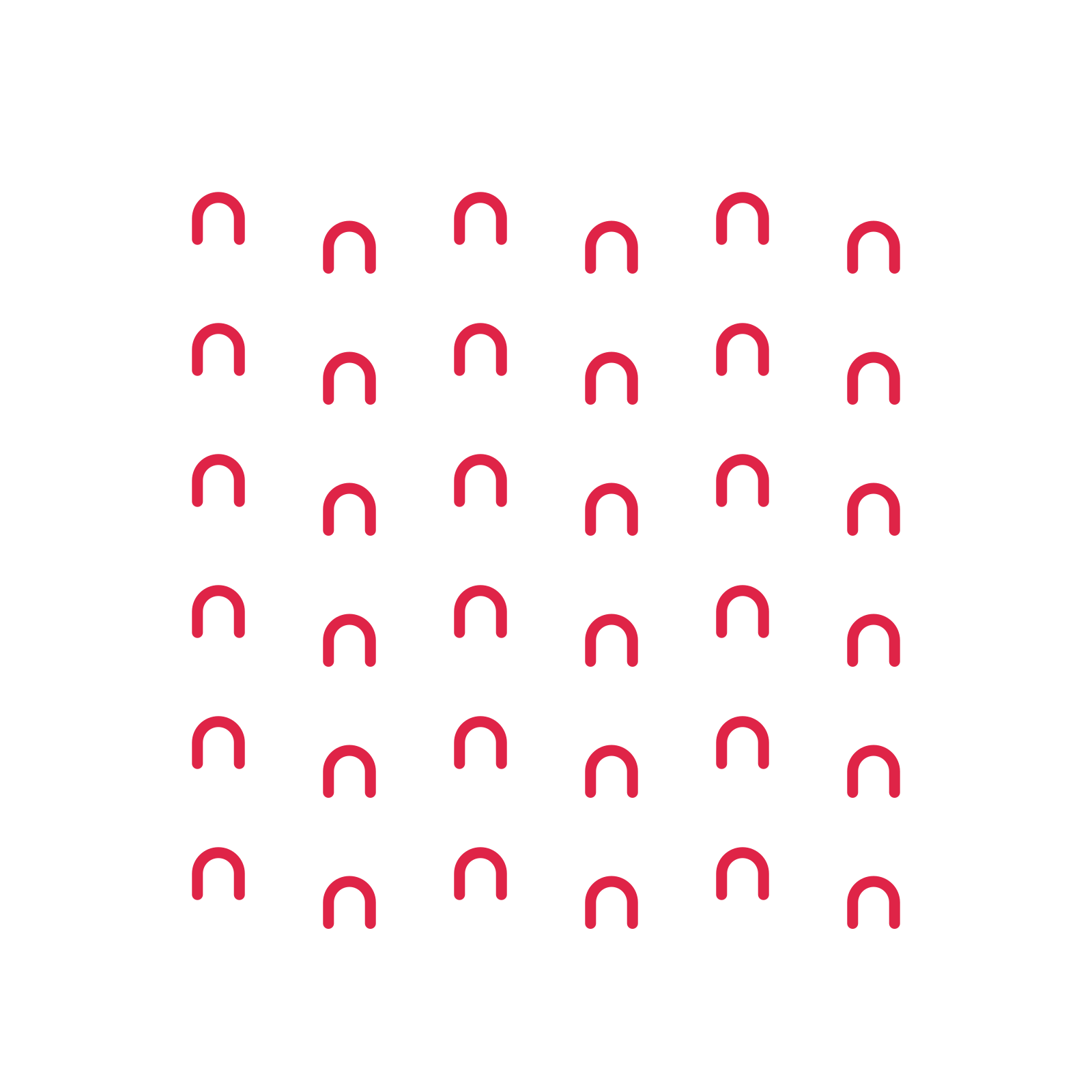 A transparent panel of arches in a diagonal layout with 6 rows for layering over a coloured background.