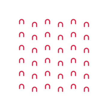 A transparent panel of arches in a diagonal layout with 6 rows for layering over a coloured background.