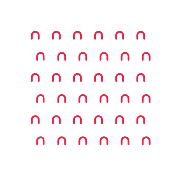 A transparent panel of arches in a staggered layout with 6 rows for layering over a coloured background.