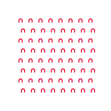 A transparent panel of arches in a staggered layout with 8 rows for layering over a coloured background.