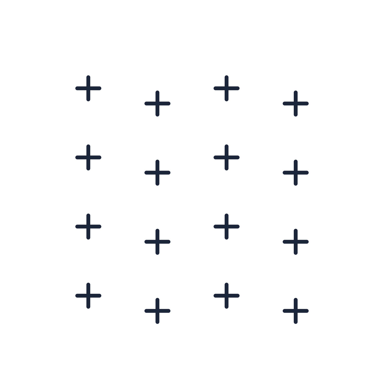 A transparent panel of crosses in a diagonal layout with 4 rows for layering over a coloured background.