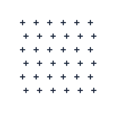 A transparent panel of crosses in a staggered layout with 6 rows for layering over a coloured background.
