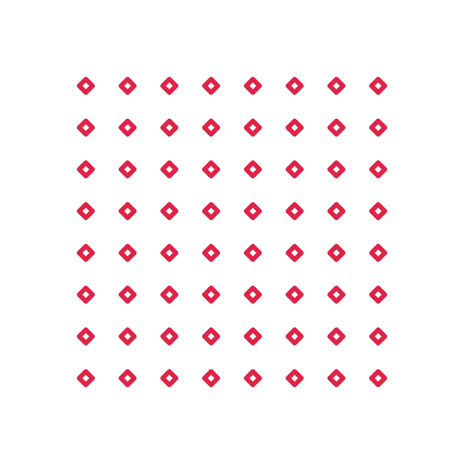 A transparent panel of diamonds in a aligned layout with 8 rows for layering over a coloured background.