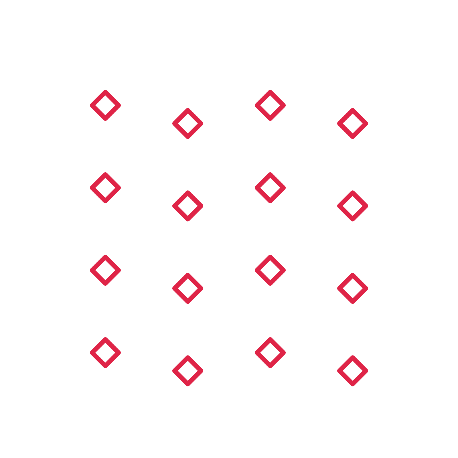 A transparent panel of diamonds in a diagonal layout with 4 rows for layering over a coloured background.
