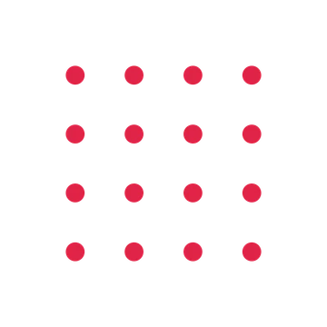 A transparent panel of dots in a aligned layout with 4 rows for layering over a coloured background.