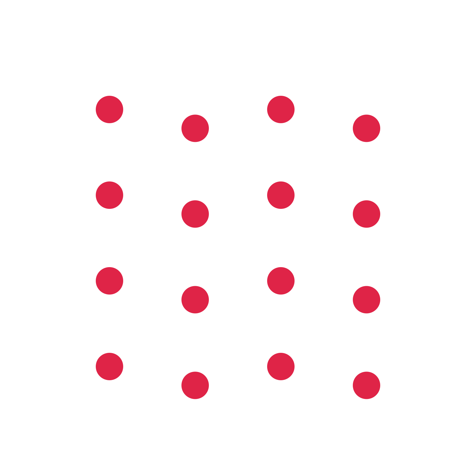 A transparent panel of dots in a diagonal layout with 4 rows for layering over a coloured background.