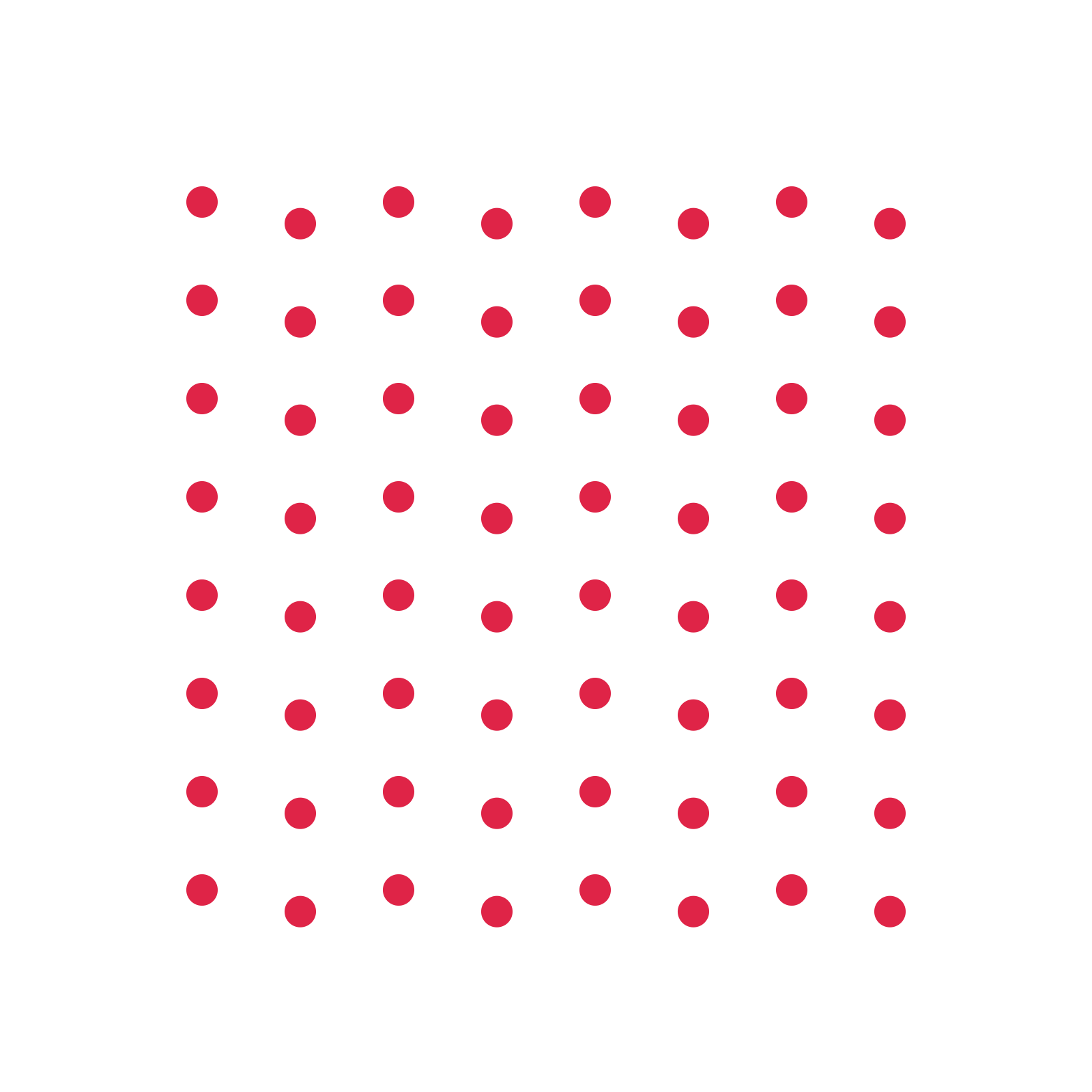 A transparent panel of dots in a diagonal layout with 8 rows for layering over a coloured background.