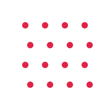 A transparent panel of dots in a staggered layout with 4 rows for layering over a coloured background.