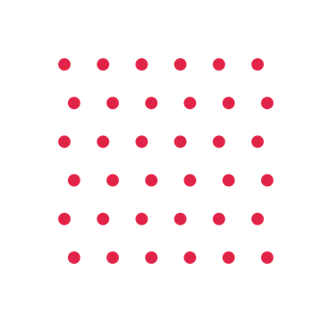 A transparent panel of dots in a staggered layout with 6 rows for layering over a coloured background.