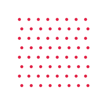 A transparent panel of dots in a staggered layout with 8 rows for layering over a coloured background.