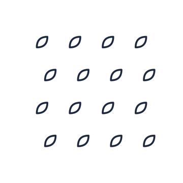 A transparent panel of leaves in a staggered layout with 4 rows for layering over a coloured background.