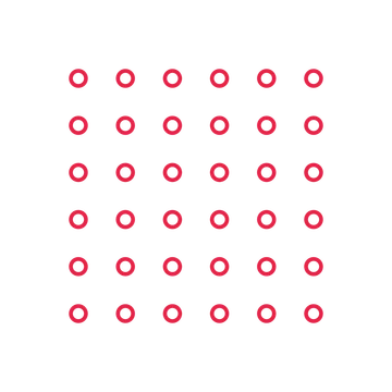 A transparent panel of rings in a aligned layout with 6 rows for layering over a coloured background.