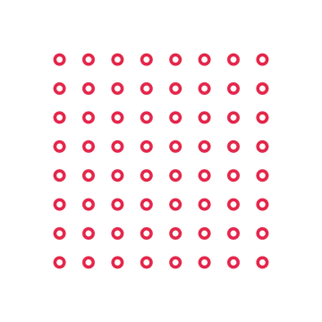 A transparent panel of rings in a aligned layout with 8 rows for layering over a coloured background.
