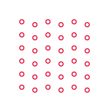 A transparent panel of rings in a diagonal layout with 6 rows for layering over a coloured background.