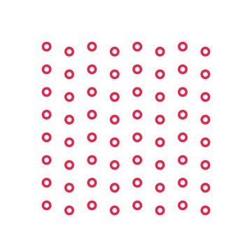A transparent panel of rings in a diagonal layout with 8 rows for layering over a coloured background.