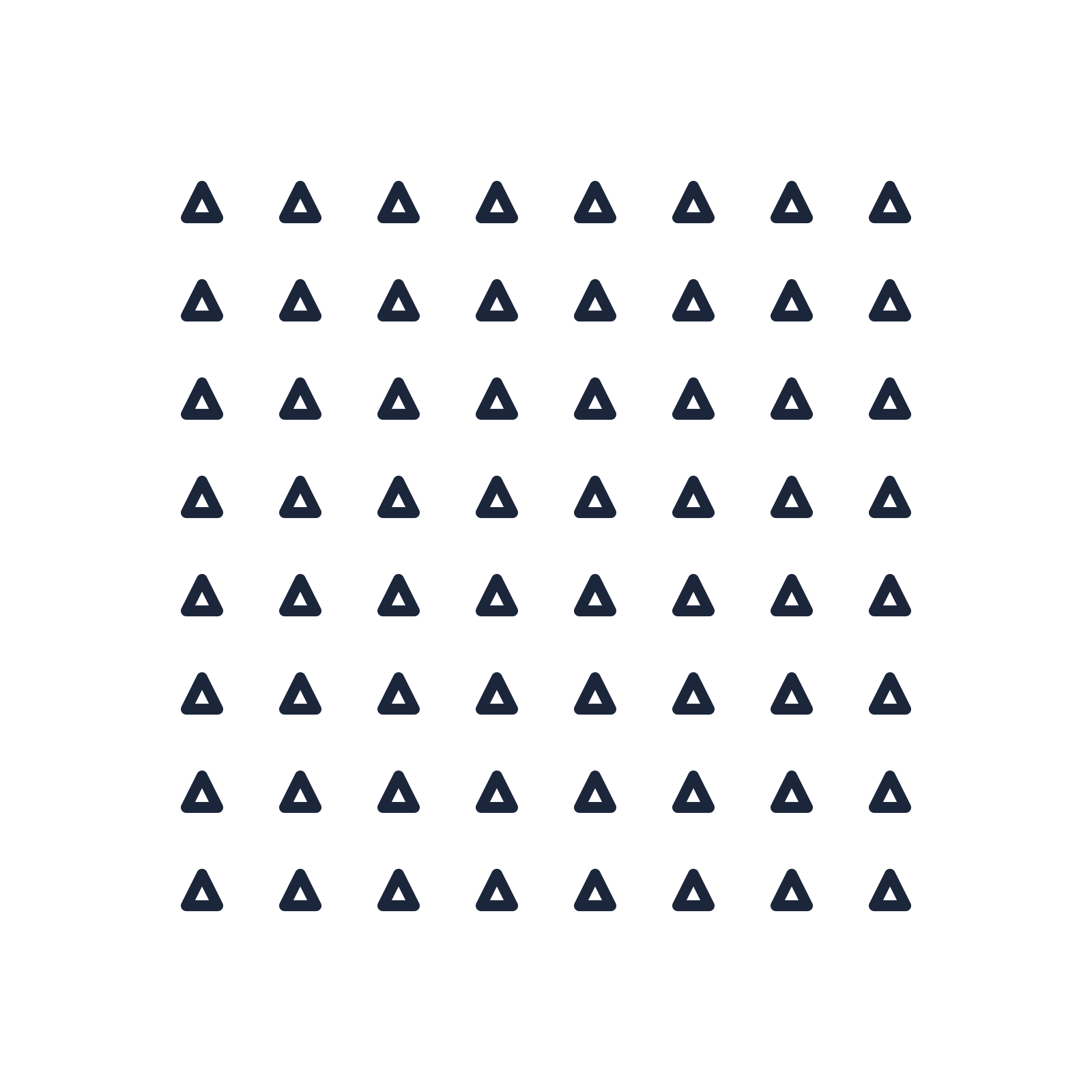A transparent panel of triangles in a aligned layout with 8 rows for layering over a coloured background.