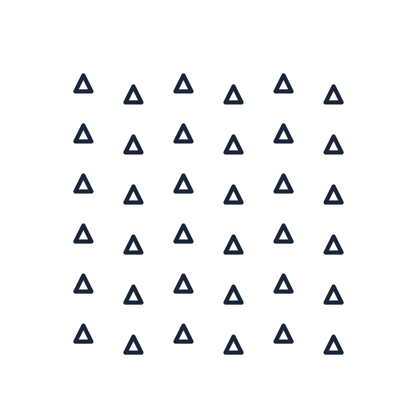 A transparent panel of triangles in a diagonal layout with 6 rows for layering over a coloured background.