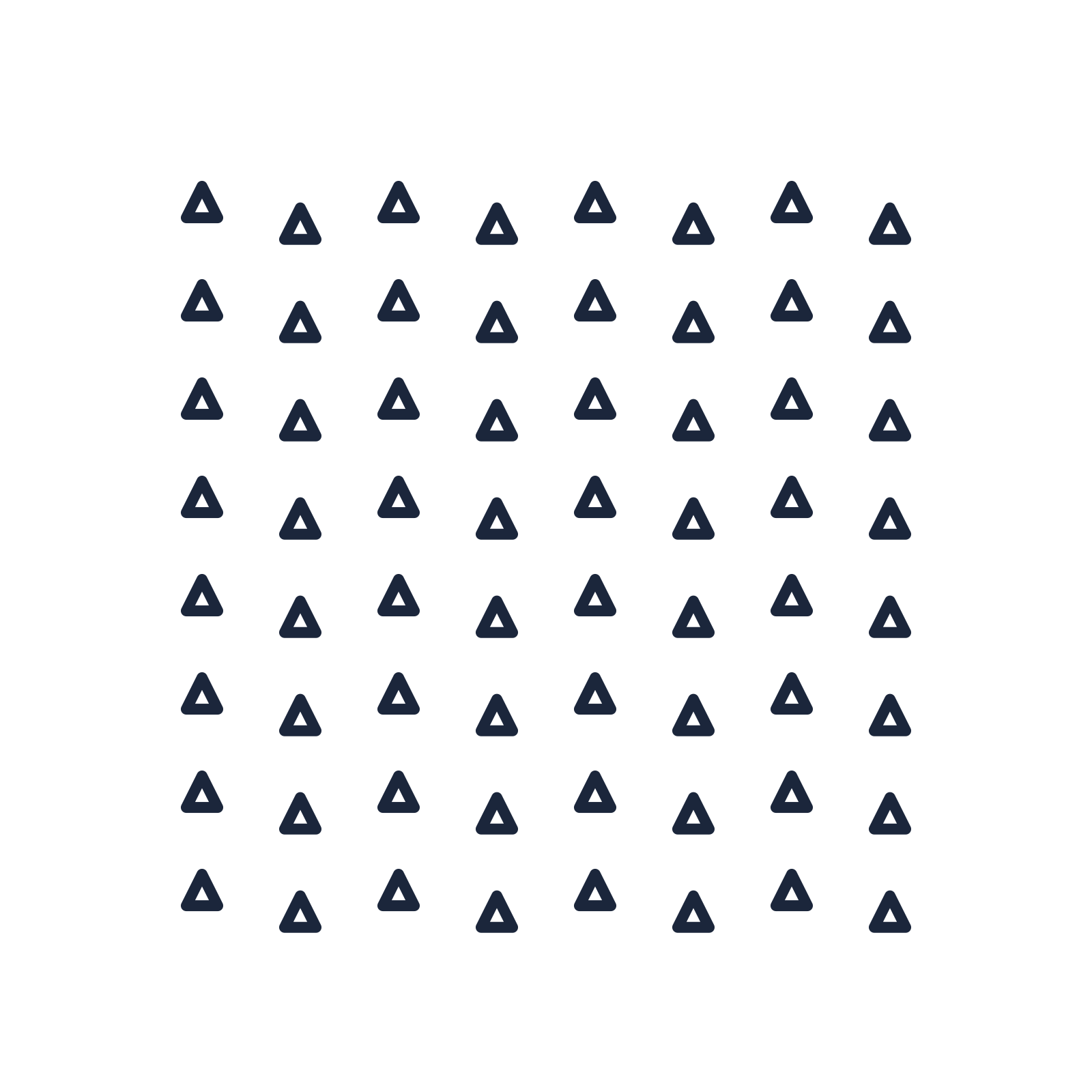A transparent panel of triangles in a diagonal layout with 8 rows for layering over a coloured background.